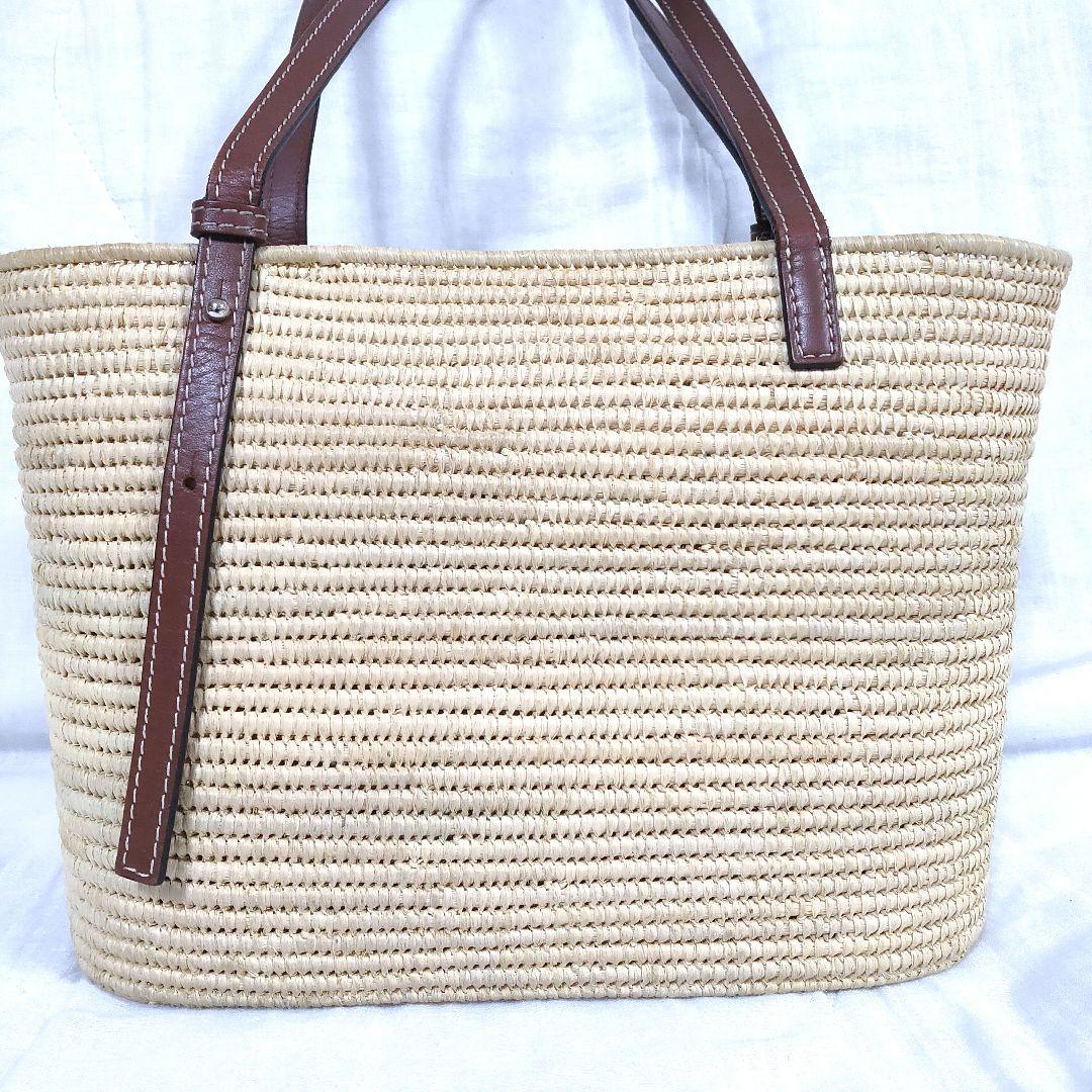 百鬼 ロエベ スクエア バスケット トートバッグ スモール ベージュ かご