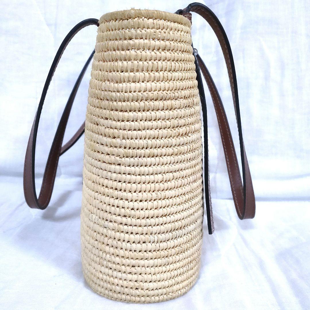 百鬼 ロエベ スクエア バスケット トートバッグ スモール ベージュ かご