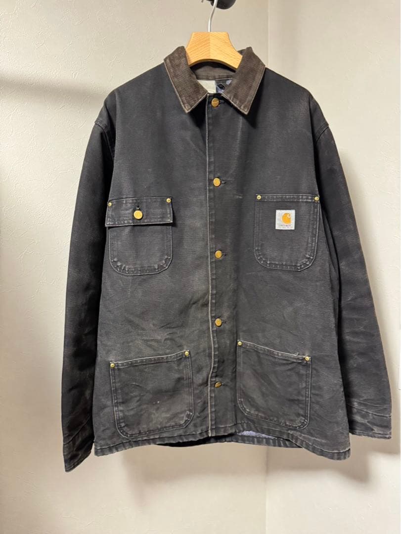 90s 星タグ カーハート チョアコート 42 ブラック スミクロ