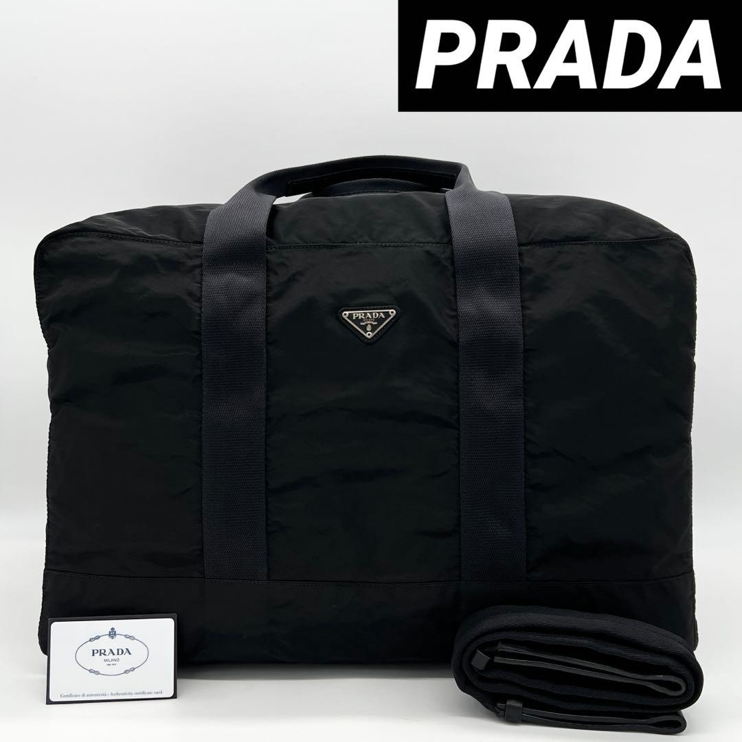 【美品✨】 プラダ 2WAY ボストンバッグ 三角ロゴ ショルダー ブラック 黒