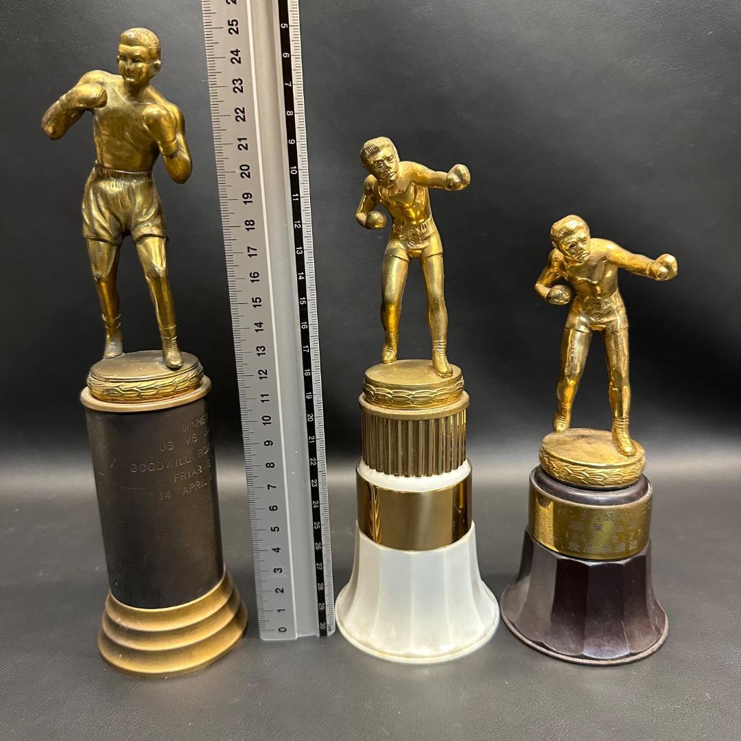 ♡※前Dc1001 時代物 ボクシング トロフィー 記念盾 4点まとめ