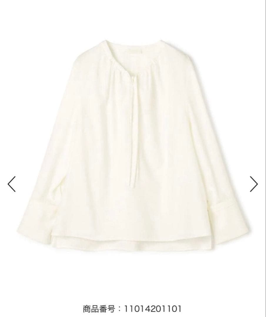 BallseyクリスタルコットンギャザーVネックブラウス