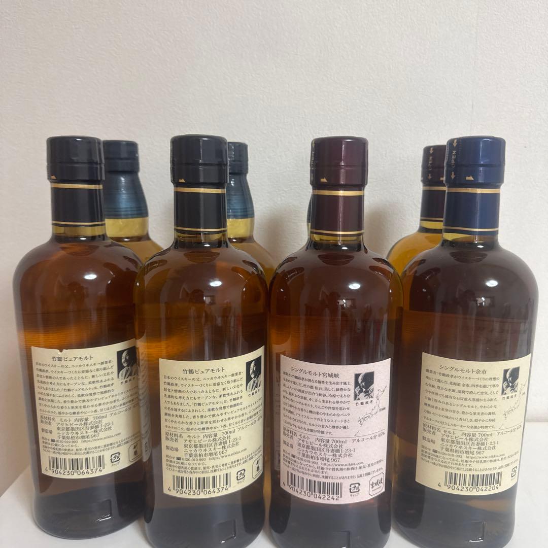 竹鶴2本　宮城2本　余市1本、知多３本、計８本