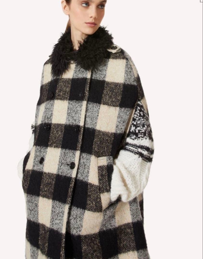 ◾︎入手困難◾︎ レッドヴァレンティノ ダブルブレストケープコート チェック 38