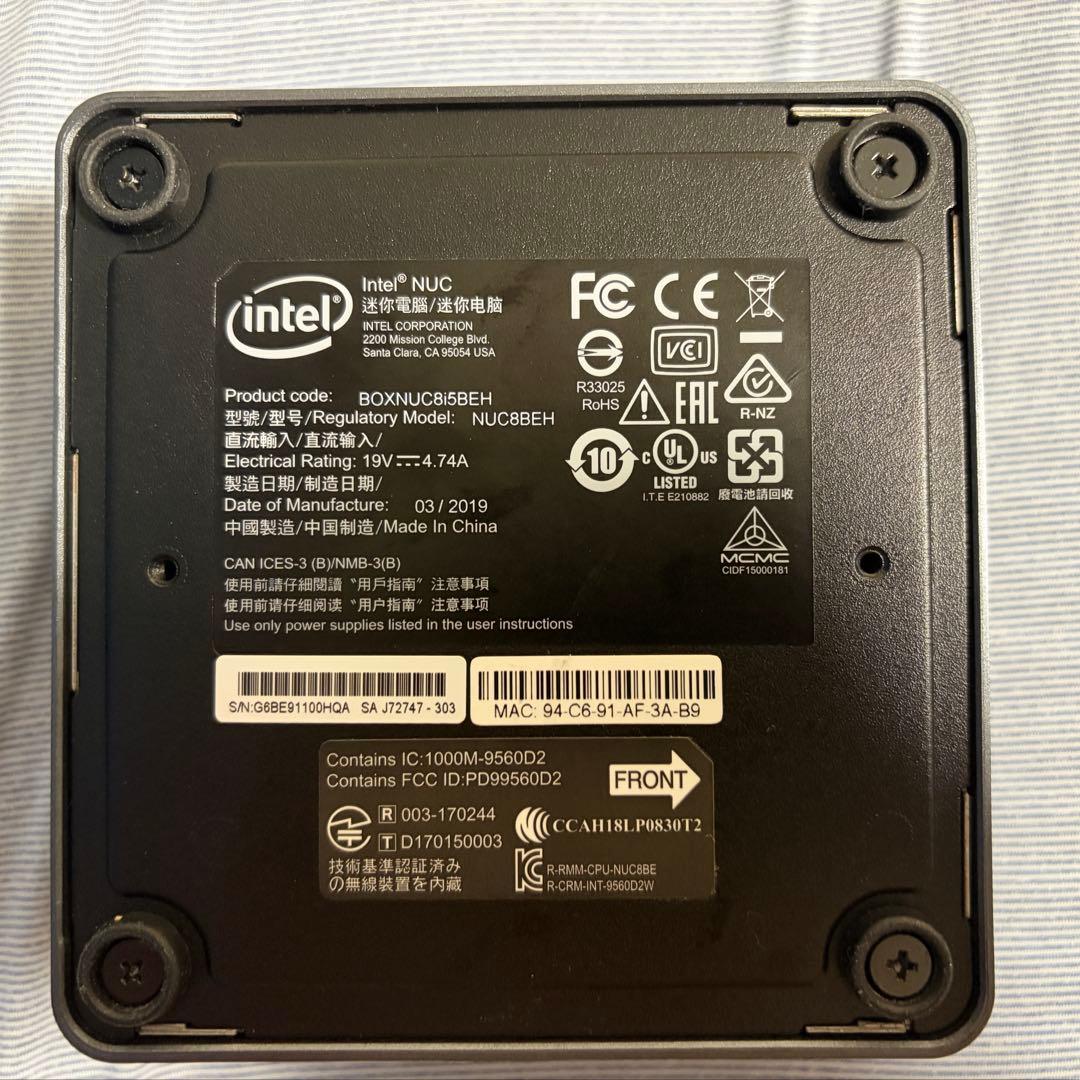 Intel NUC ミニPC NUC8I5BEK Windows11 