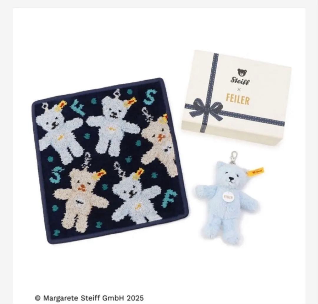 新作フェイラー　シュタイフベア　ハンカチキーリングセット