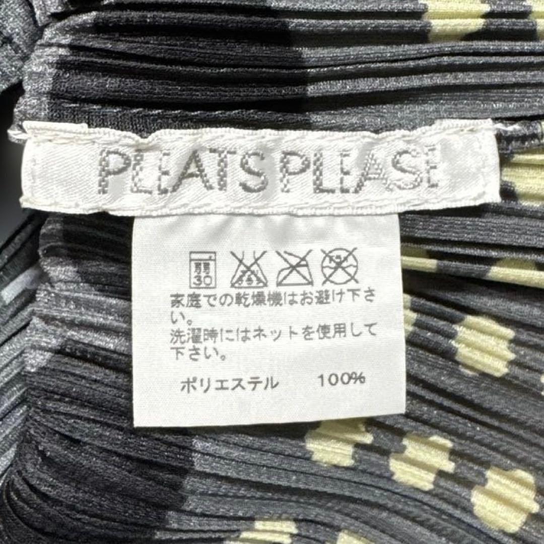 良品　プリーツプリーズ　Tシャツ　カットソー　グレー　ブラック　ドット　サイズ４