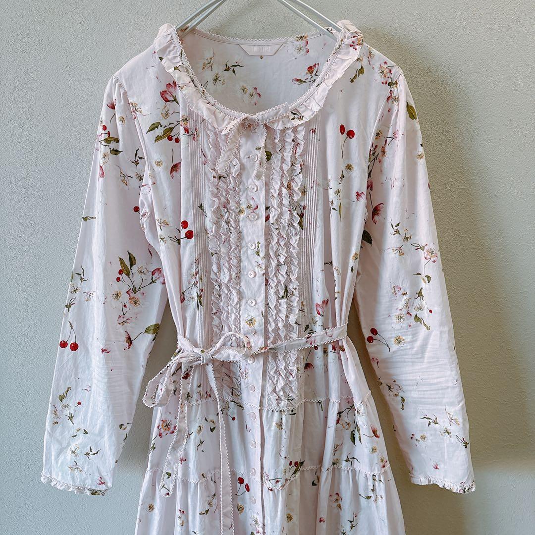 PINKHOUSE チェリーブロッサム柄ワンピース 桜ピンク