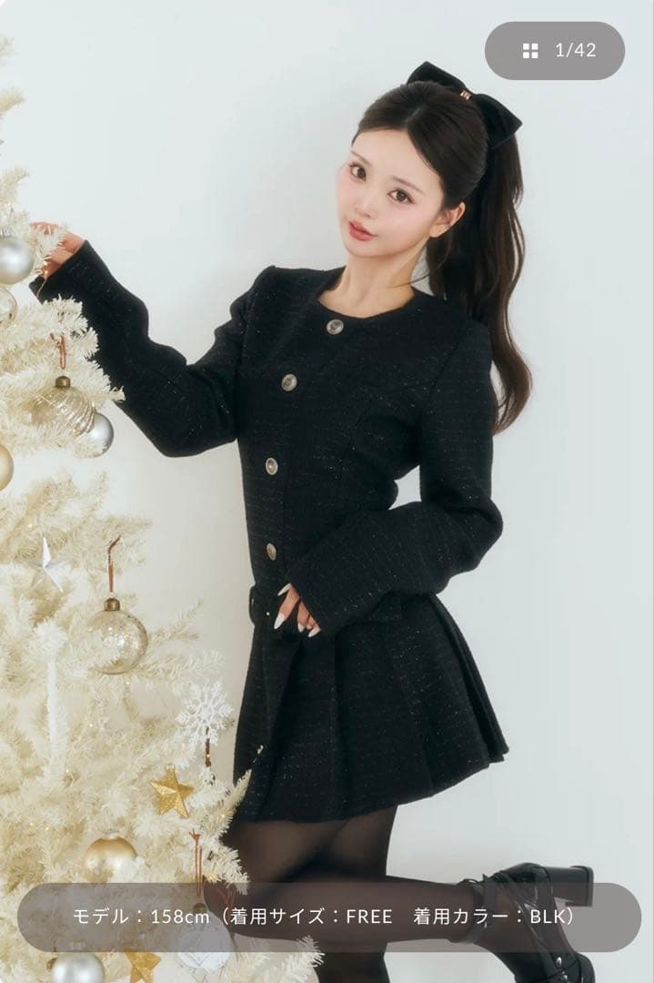 ダーリッチ Darich ボックスプリーツツイードミニワンピース