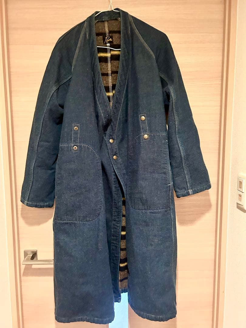 Needles ノーカラーデニムジャケット ロングコート　作務衣コート