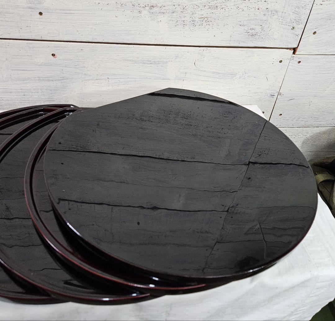 木製・堅地請合 漆塗り お盆 トレー 5枚セット 高級 漆器 天然木製 懐石膳