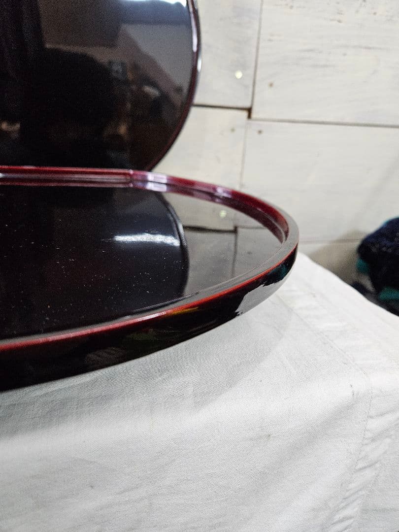 木製・堅地請合 漆塗り お盆 トレー 5枚セット 高級 漆器 天然木製 懐石膳