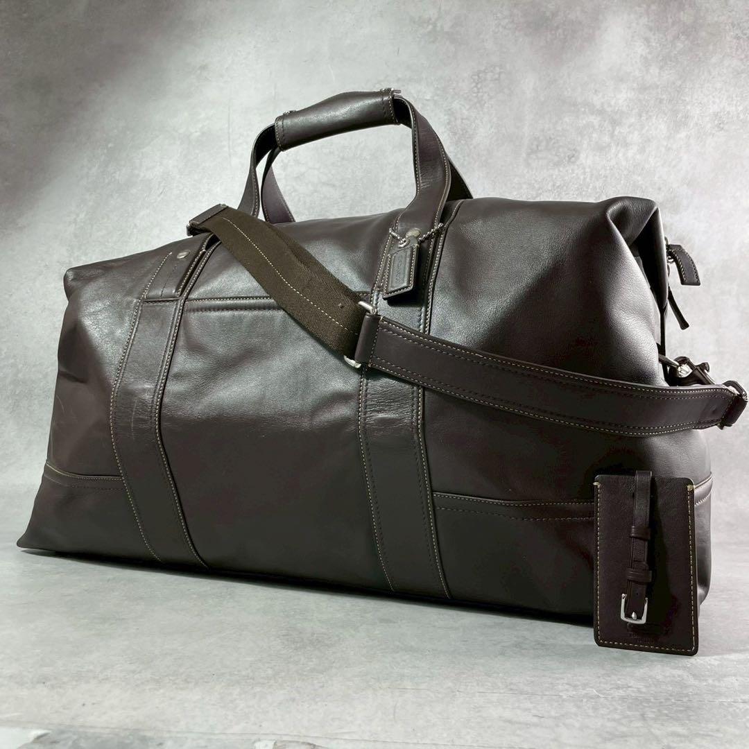 【極美品】コーチ 2way ボストンバッグ オールレザー ロゴ ブラウン