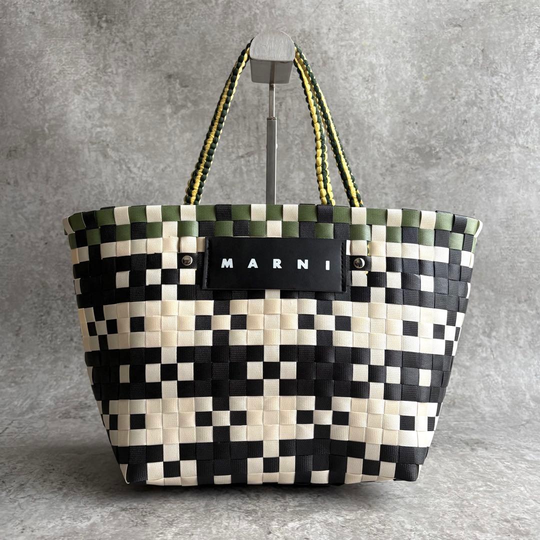 【リンリン様】MARNI ジャージー ハンドル バスケット かごバッグ トート
