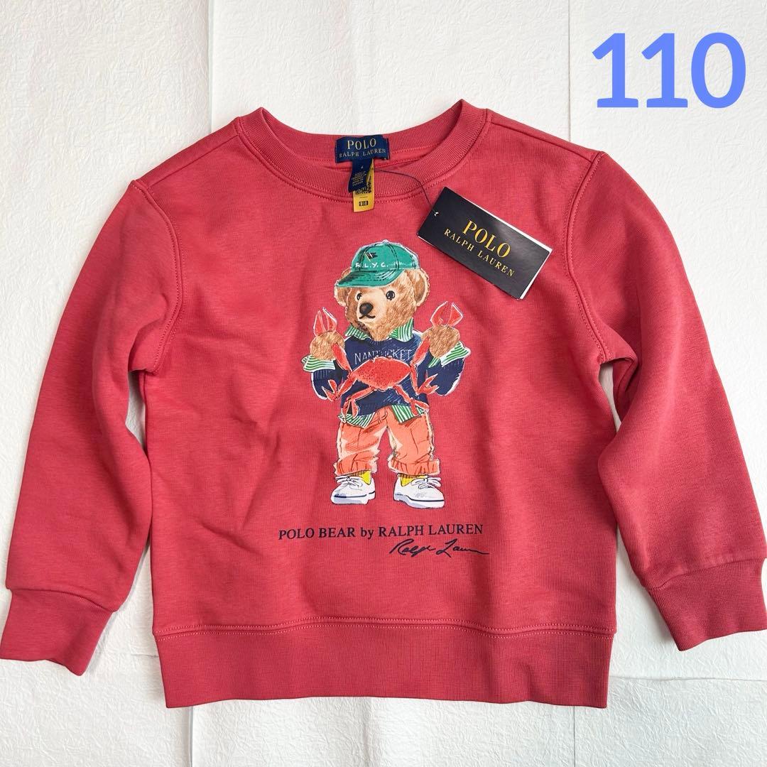 ラスト1点◇ラルフローレン ポロベア フリーススウェット レッドカニ 4T110
