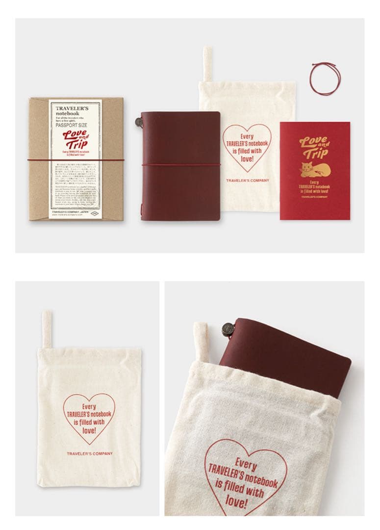 トラベラーズノート LOVE AND TRIP レッド　パスポート　ペンホルダー