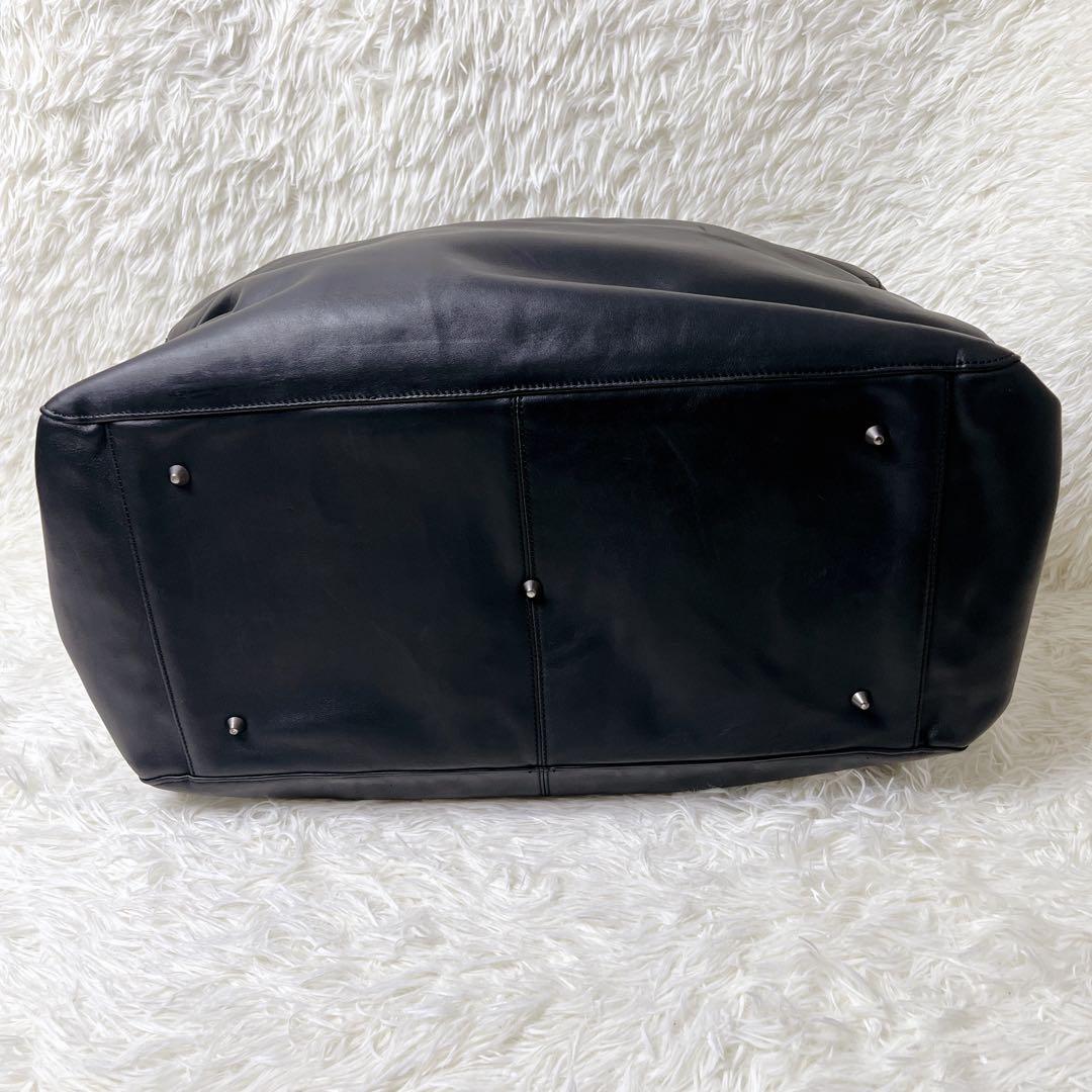   レザー ボストンバッグ 大容量 ブラック　2way