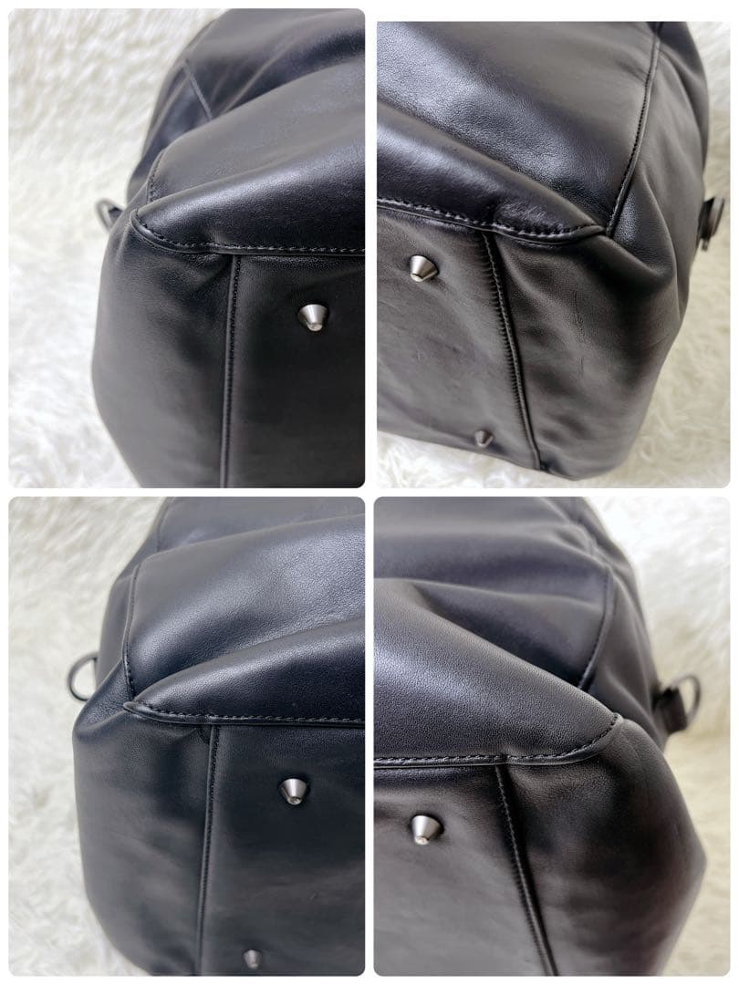   レザー ボストンバッグ 大容量 ブラック　2way