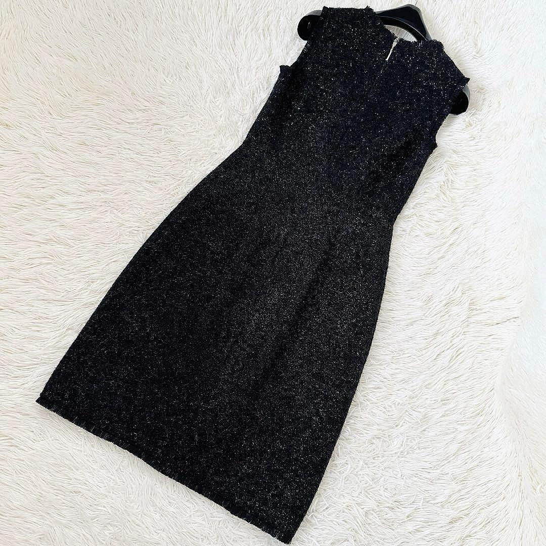美品✨ケイトスペード ラメツイード 美シルエットドレス 0 ワンピース フリンジ