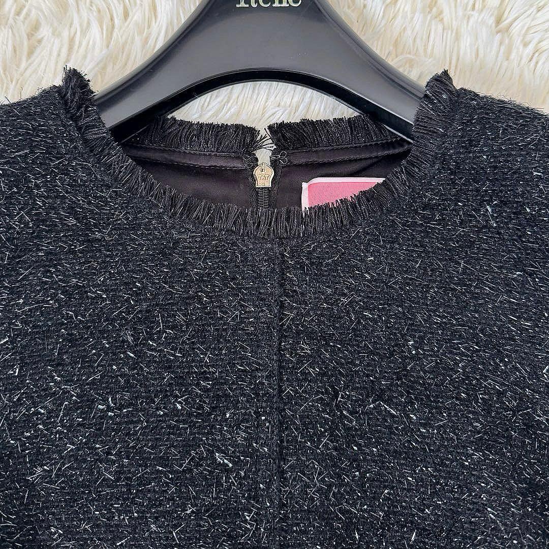 美品✨ケイトスペード ラメツイード 美シルエットドレス 0 ワンピース フリンジ