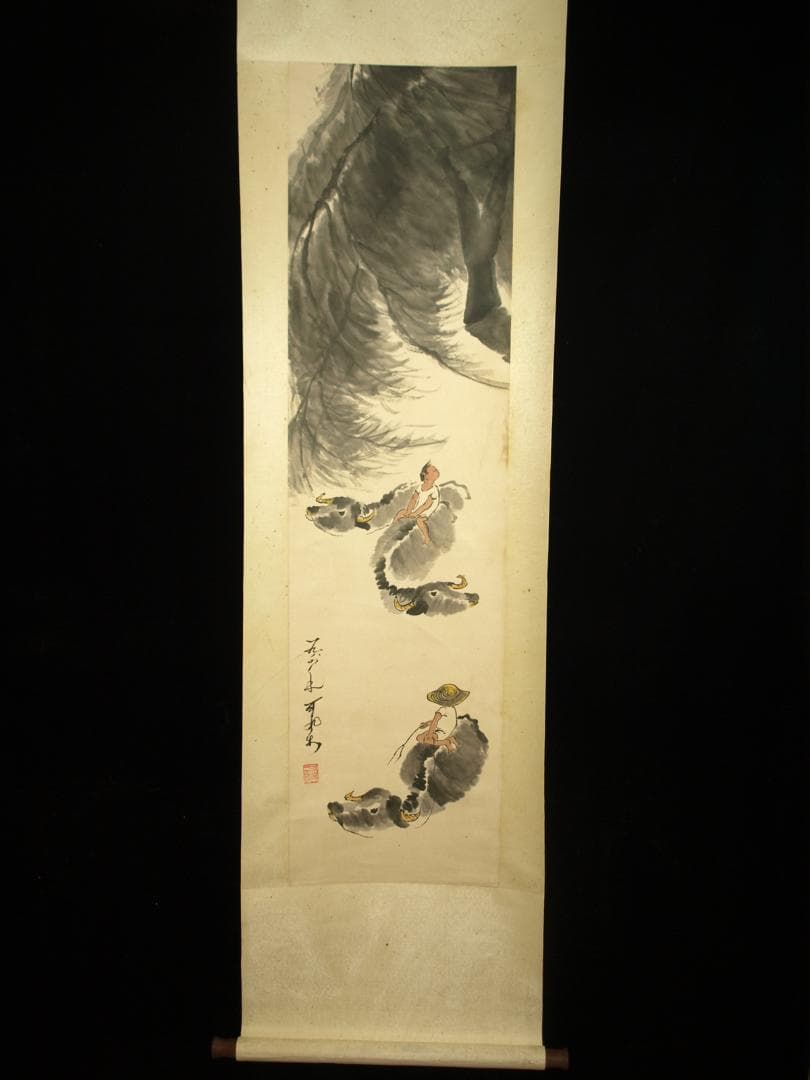 骨董掛け軸】人物図中国明時代　继貞第作肉筆 掛け軸捲り BD167A8-3