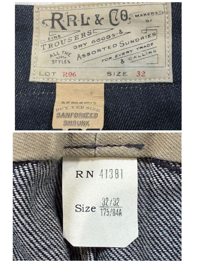 【新品タグ付き】RRL セルビッチデニム シンチバック サスペンダーボタン