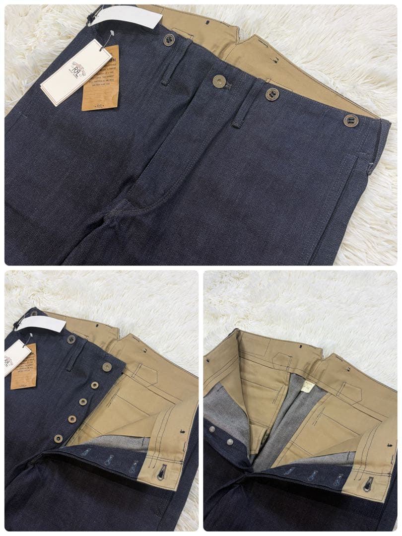 【新品タグ付き】RRL セルビッチデニム シンチバック サスペンダーボタン