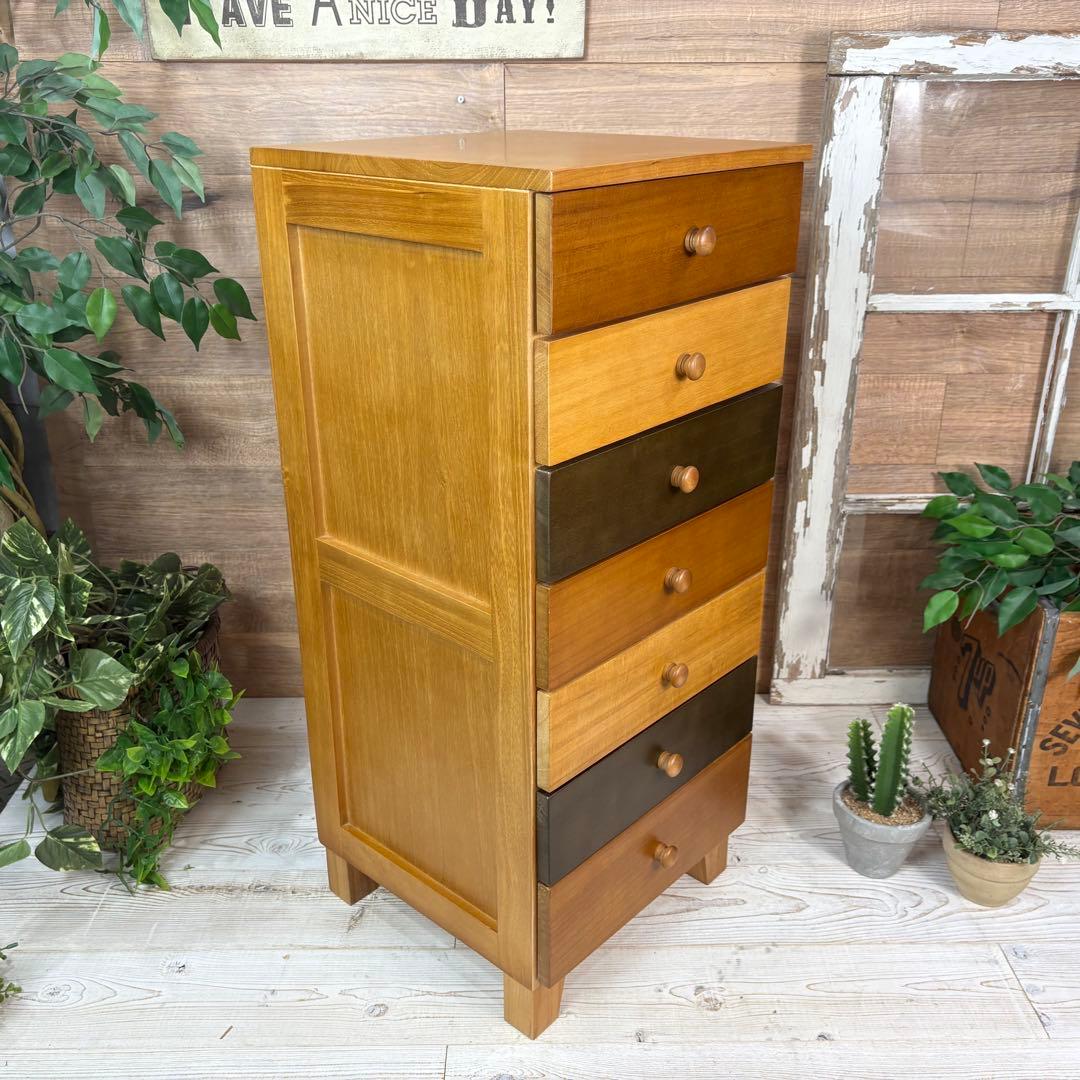 ナチュラルウッド桐材無垢木製カラー多引き出し7段チェストタンス収納飾り棚収納家具