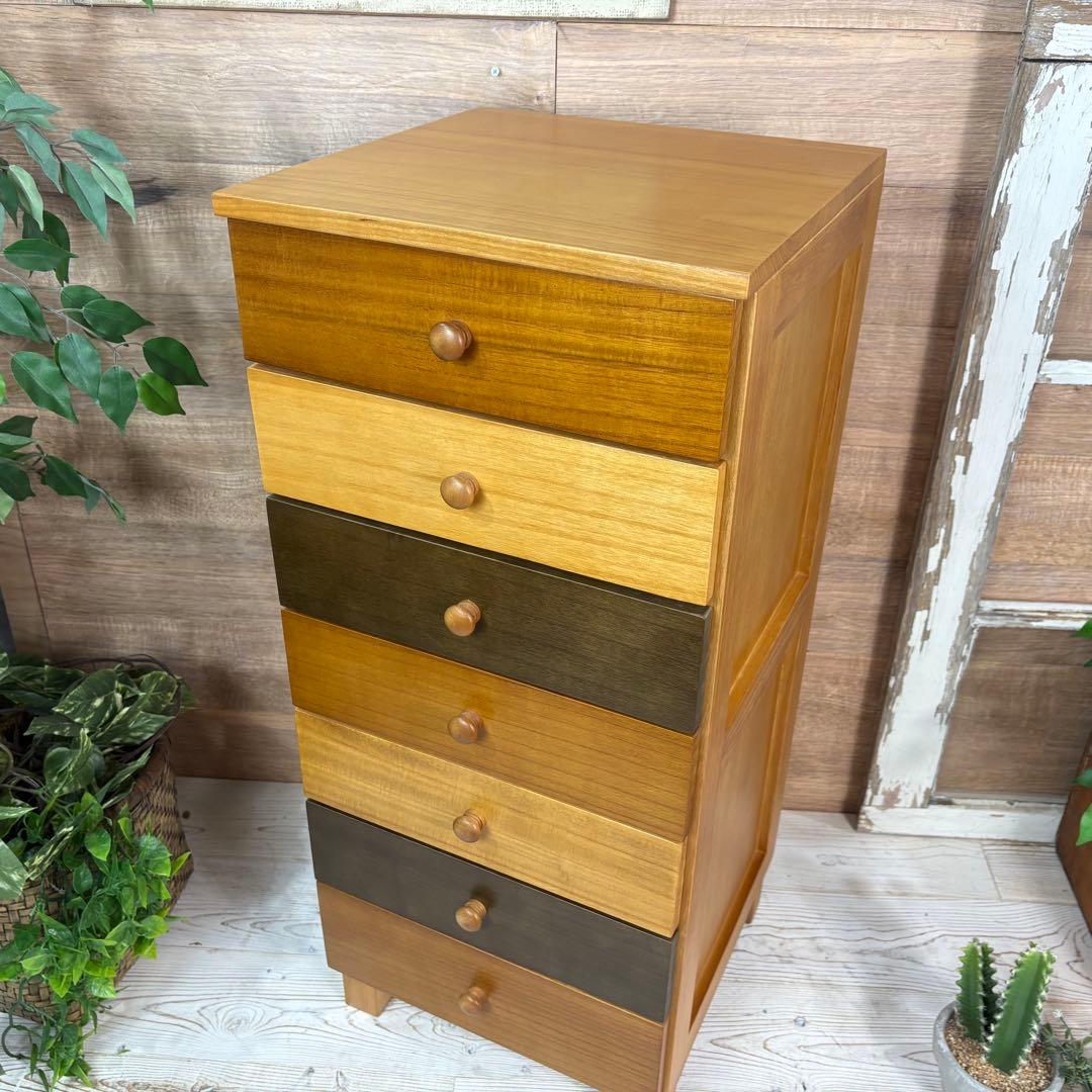 ナチュラルウッド桐材無垢木製カラー多引き出し7段チェストタンス収納飾り棚収納家具