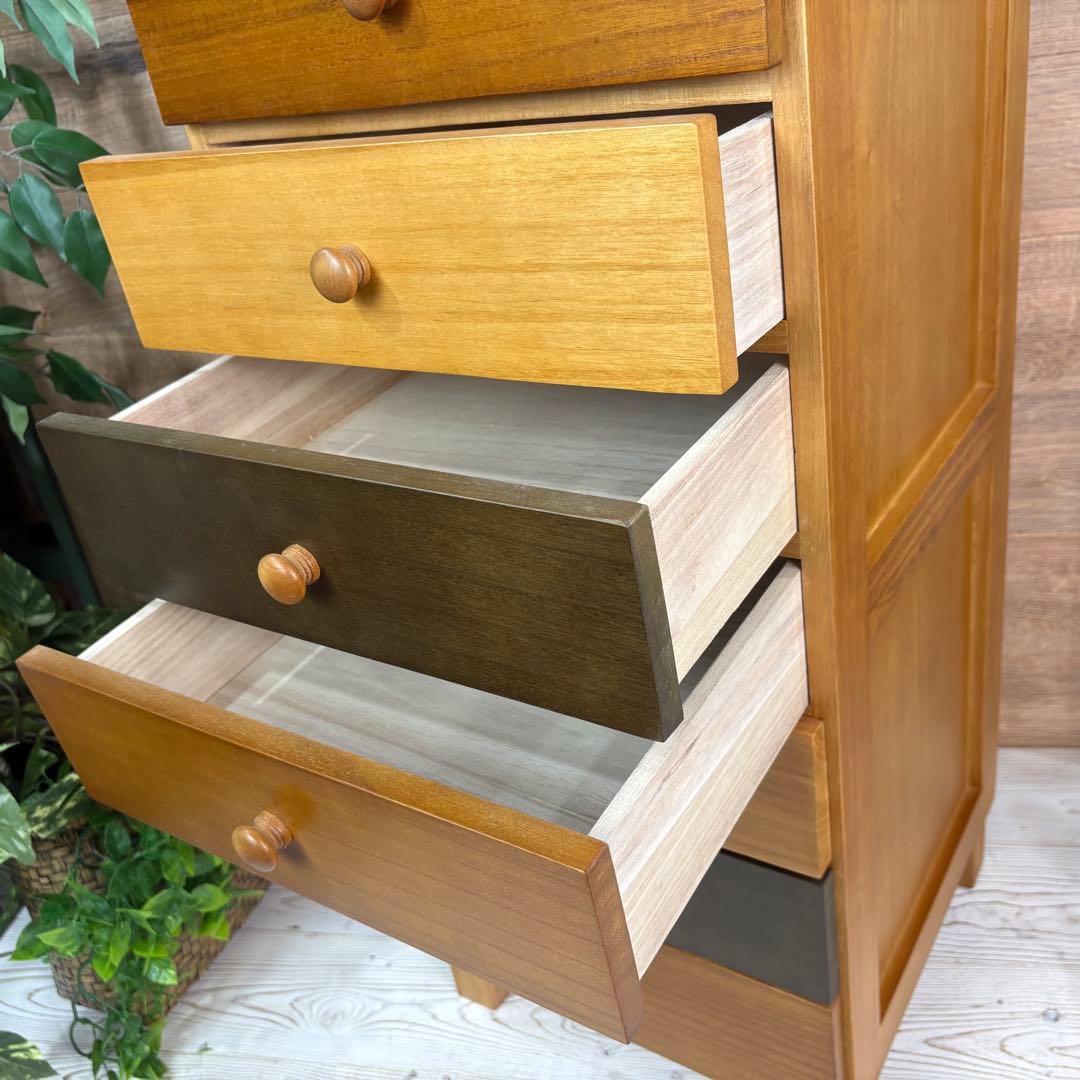 ナチュラルウッド桐材無垢木製カラー多引き出し7段チェストタンス収納飾り棚収納家具