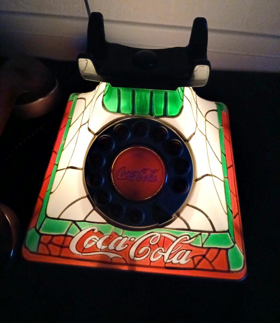 箱・取説ありコカコーラ ステンドグラス調 ビンテージ Coca-Cola 電話機