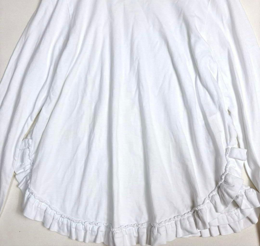 コムデギャルソン ホワイト フリル付き長袖トップス