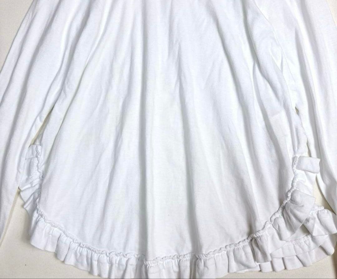 コムデギャルソン ホワイト フリル付き長袖トップス