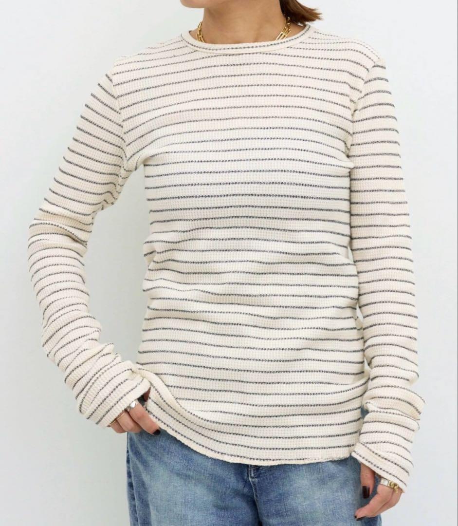 グッド グリーフ WAFFLE BORDER LONG SLEEVE TOP