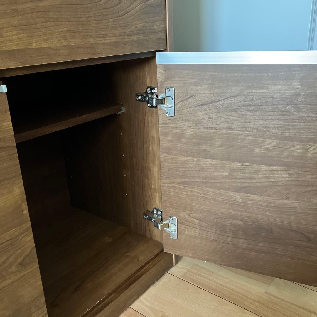 キッチンボード 食器棚 引き出し付き　ダークブラウン