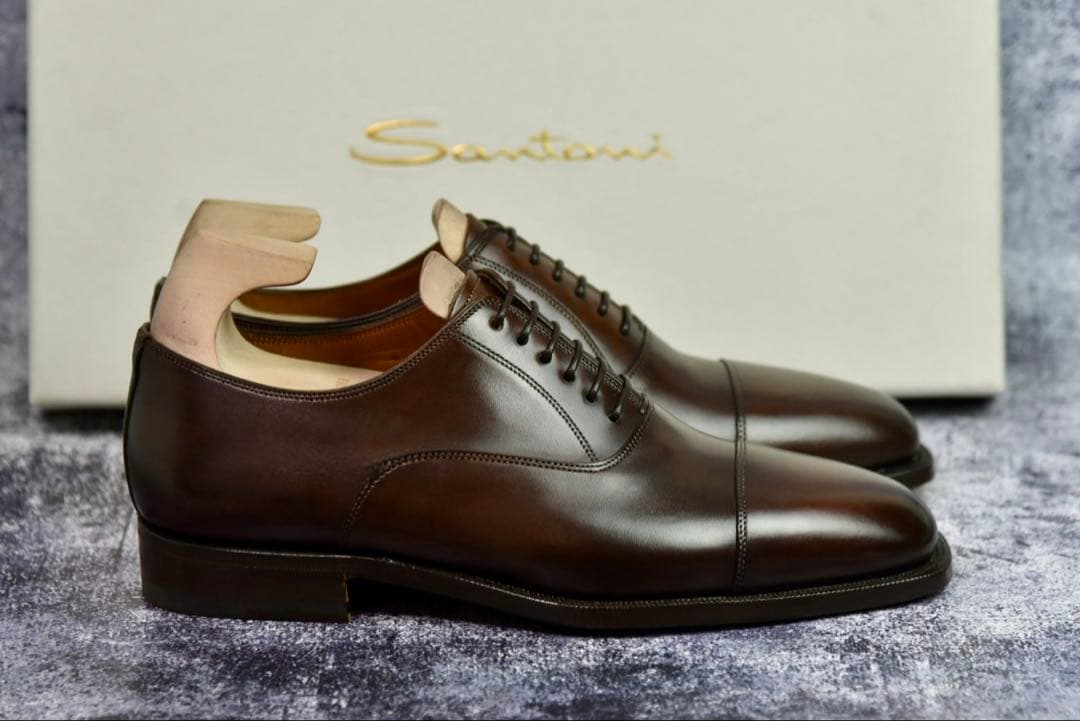 未使用　サントーニ　ストレートチップ　5.5　ダークブラウン　箱・袋・冊子付