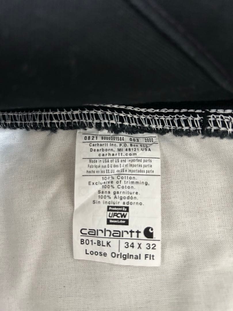 Carhartt B01 ダブルニーパンツ 黒 34×32 USA製