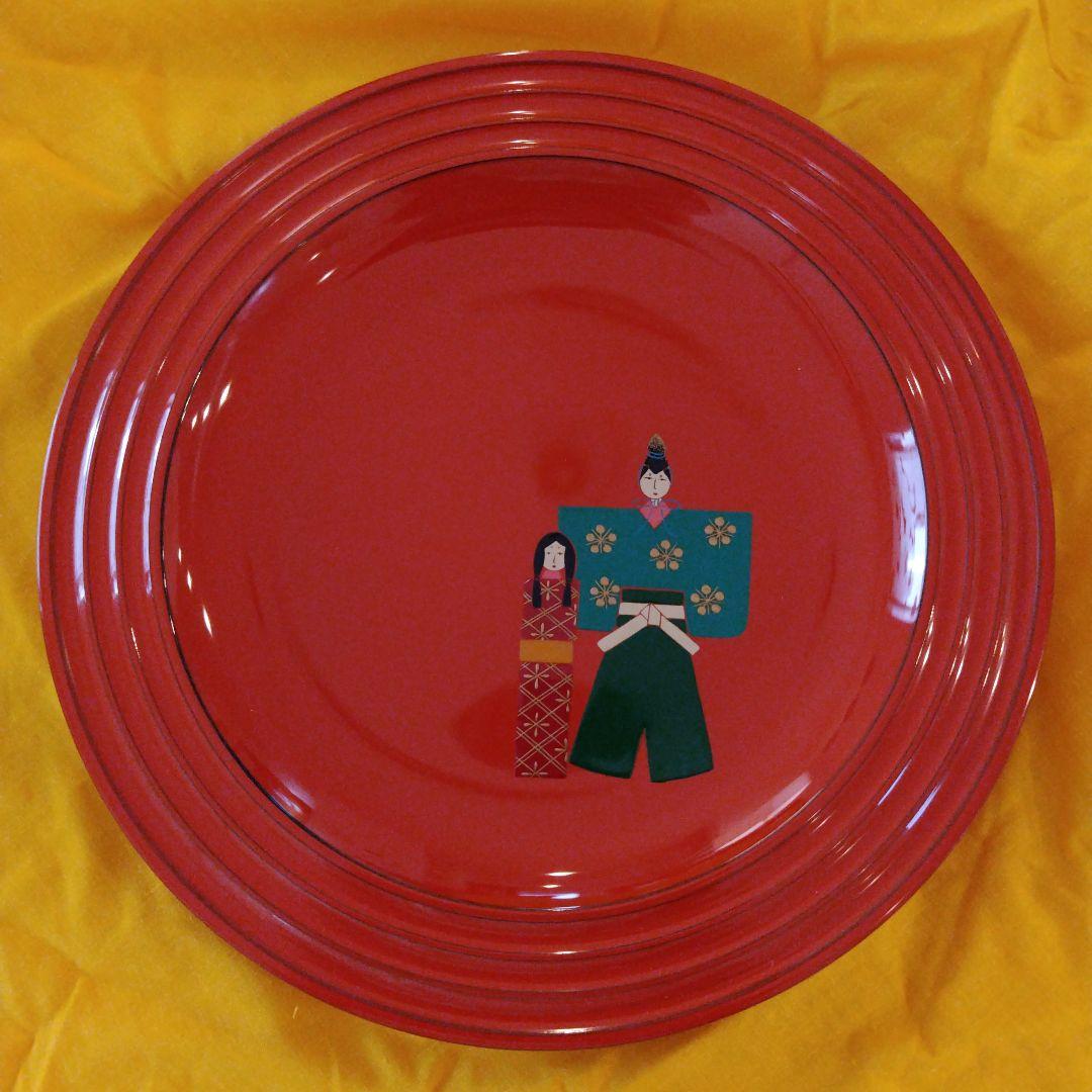 輪島塗　慶塚　立雛　朱塗菓子皿一枚