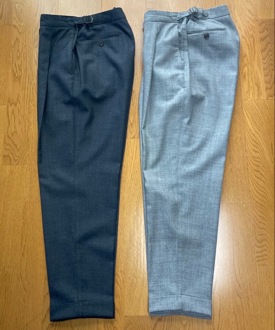【美品】ムーバーガーメンツ 1タックワイド ウール100 トラウザーズセット