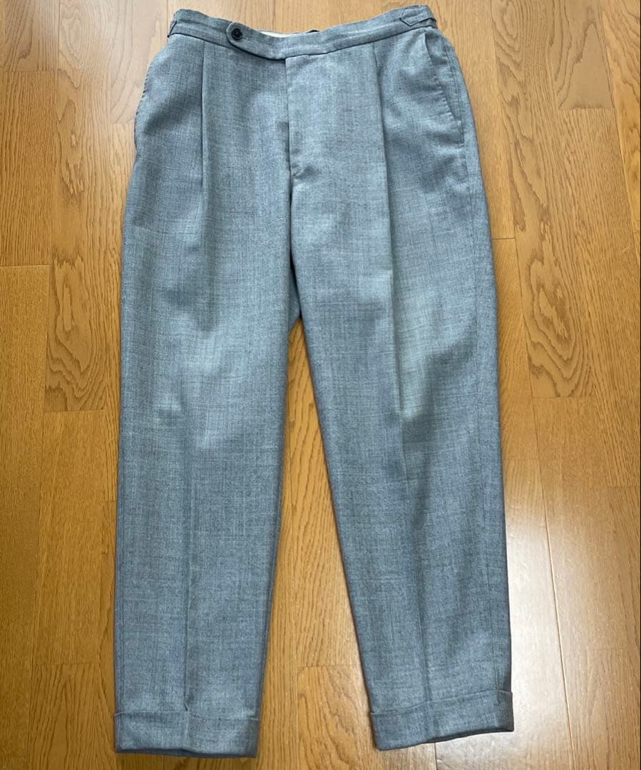 【美品】ムーバーガーメンツ 1タックワイド ウール100 トラウザーズセット