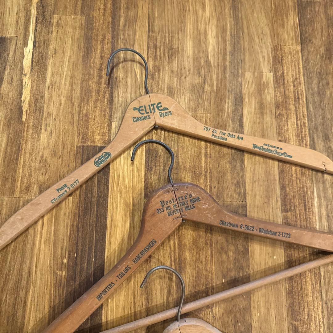 ヴィンテージ木製ハンガー　3本　リバース　大戦