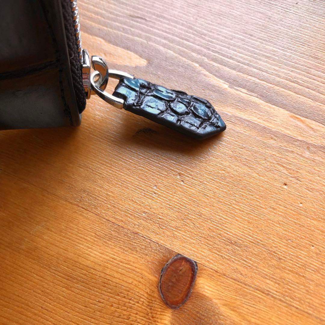 か*か様 本物　クロコダイル　シャムワニ　 長財布 ワニ革 一枚革　水色　ターコ