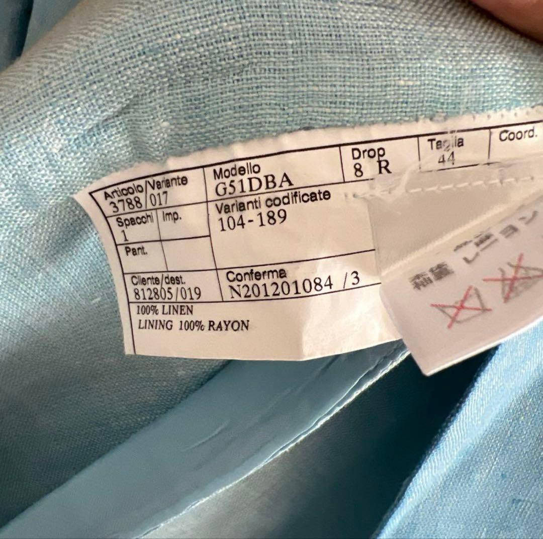 Belvest 純リネン44 水色 テーラードジャケット