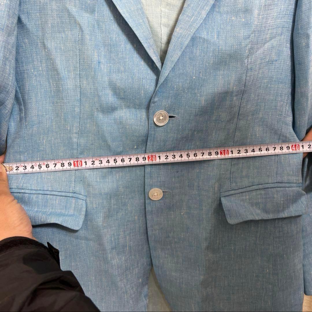 Belvest 純リネン44 水色 テーラードジャケット