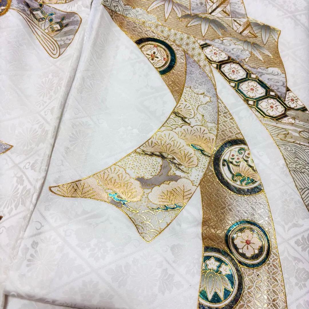 新作❗️【新品/日本製】白 手箔染め お宮参り産着 男の子 熨斗柄