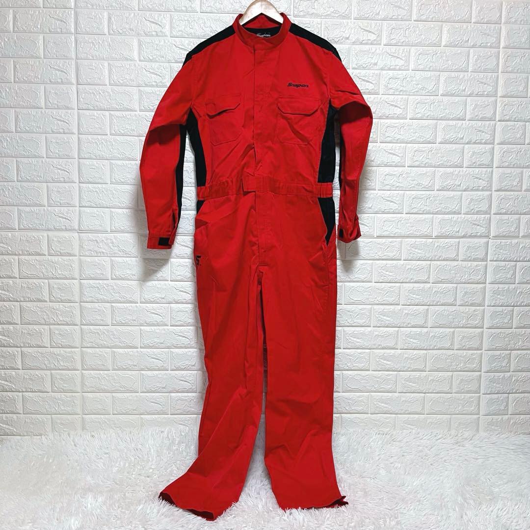 美品 スナップオン 3L オーバーオール 作業着 作業用 つなぎ レッド