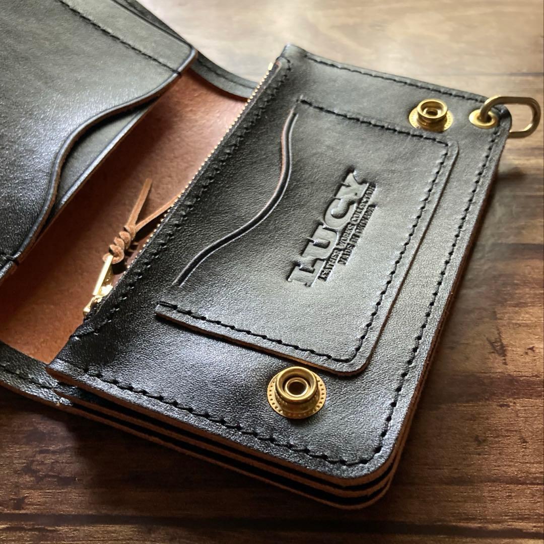 【★RAT★】ミドルトラッカーウォレット茶芯ブラック【お札を折らずに収納】