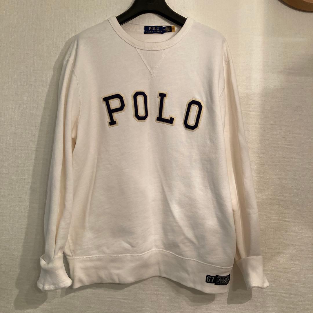 【美品】ポロラルフローレン Mトレーナー スウェット ロゴワッペン裏起毛