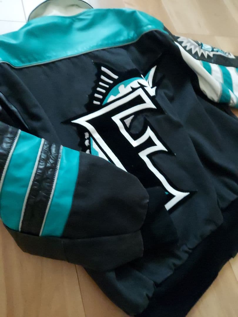 【JHdesign 】MLB マーリンズ スタジャン 袖レザー Lサイズ