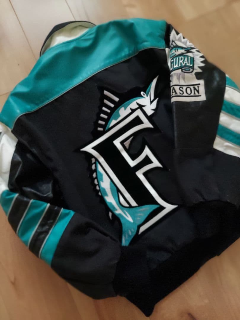 【JHdesign 】MLB マーリンズ スタジャン 袖レザー Lサイズ